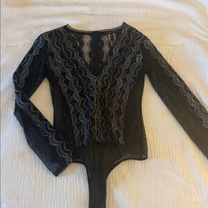 BCBGMaxAzria Black and white Lace Bodysuit